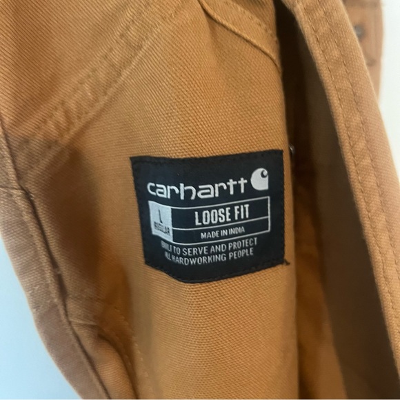 NEW Carhartt Tan Washed Duck Insulated Bib Overalls Mens Large Loose Fit Regular - Picture 9 of 11